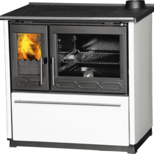 Cocina de leña 8 kW 850 cristal blanco izquierda – Plamen