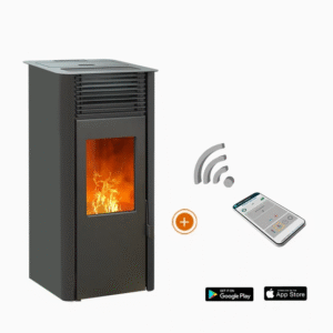 Estufa de pellets estanca EMAFLAM REVA 9 kW Negro (caja wifi incluida)